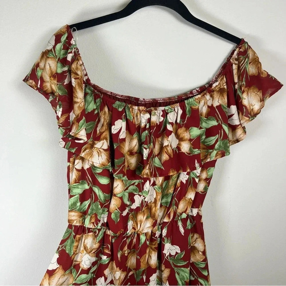 Altar'd State Womens Floral Maxi Dress Short Sleeve Off the Shoulder Lined Small - Picture 9 of 11